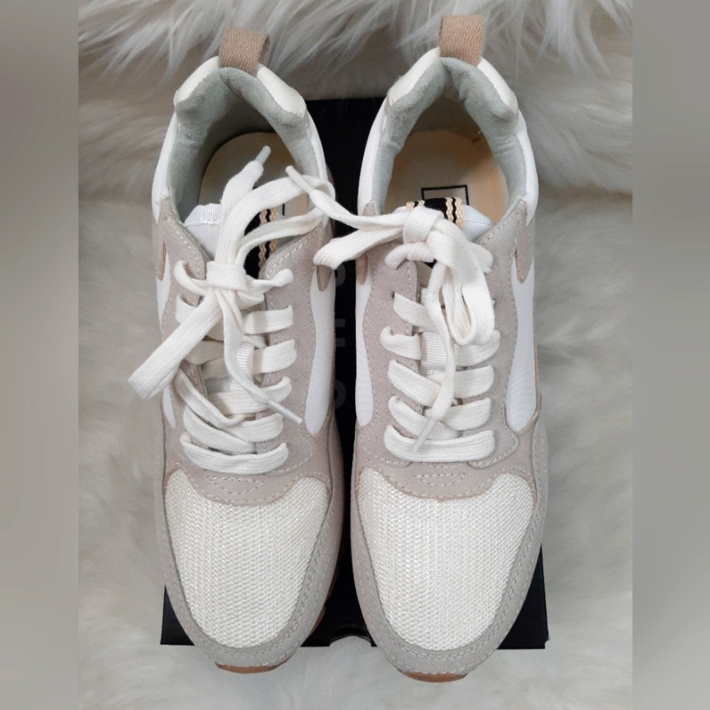 New In Box ShuShop Paneled Design White Lace Up Sneakers Tennis Shoes - Picture 12 of 16